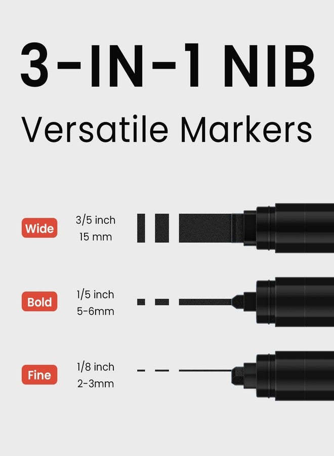 BIGTHUMB 3 Pcs Black Jumbo Permanent Markers: 15mm Wide Tip Thick Acrylic Paint Pen Large Calligraphy Marker for Rock Painting, Poster, Sign, Canvas, Glass, Wood, Ceramic - Image 4